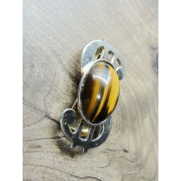 Dollar Sign Money Clip Imitation Tiger Eye Stainless Steel Cash ID Holder - Picture 10 of 10